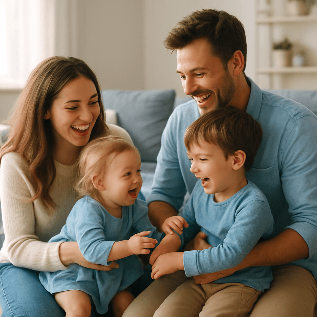 Family enjoying time together at home
